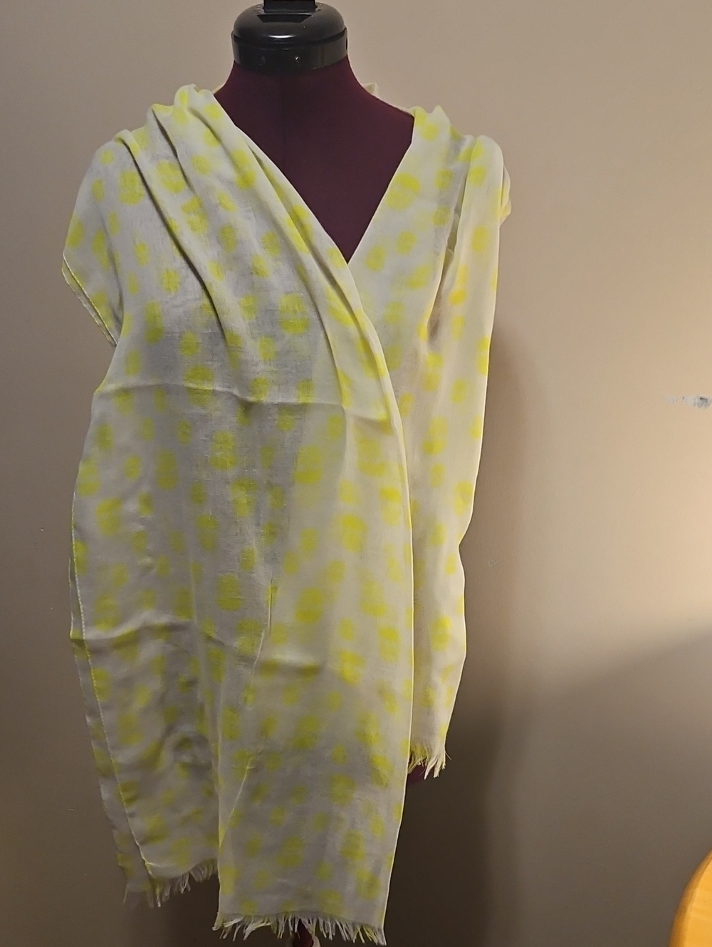 Lightweight Sheer Scarf Wrap in Yellow Skull Polka Dot